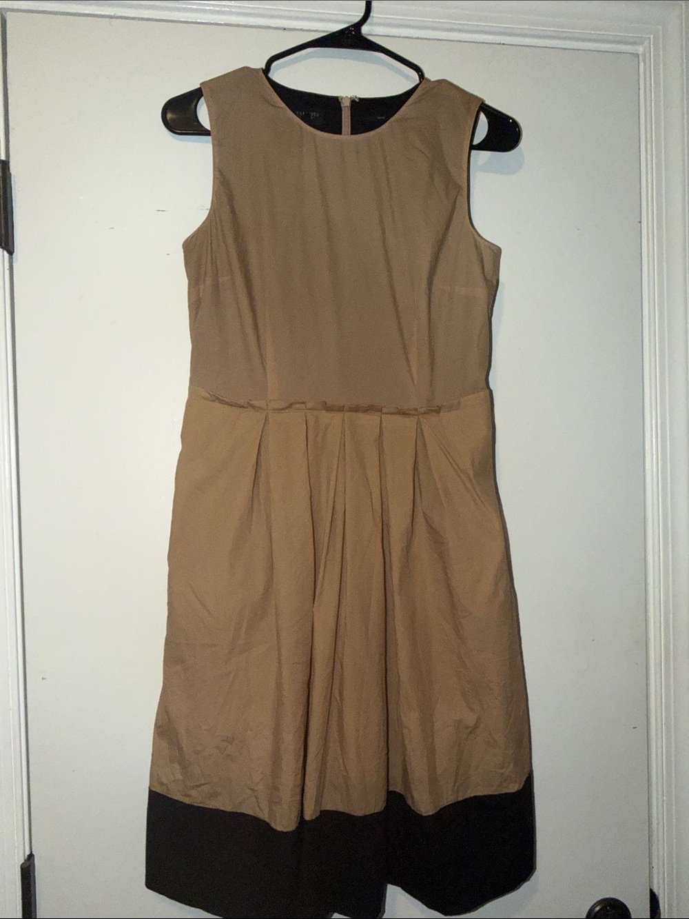 Talbots Tan Dress with Black Hem